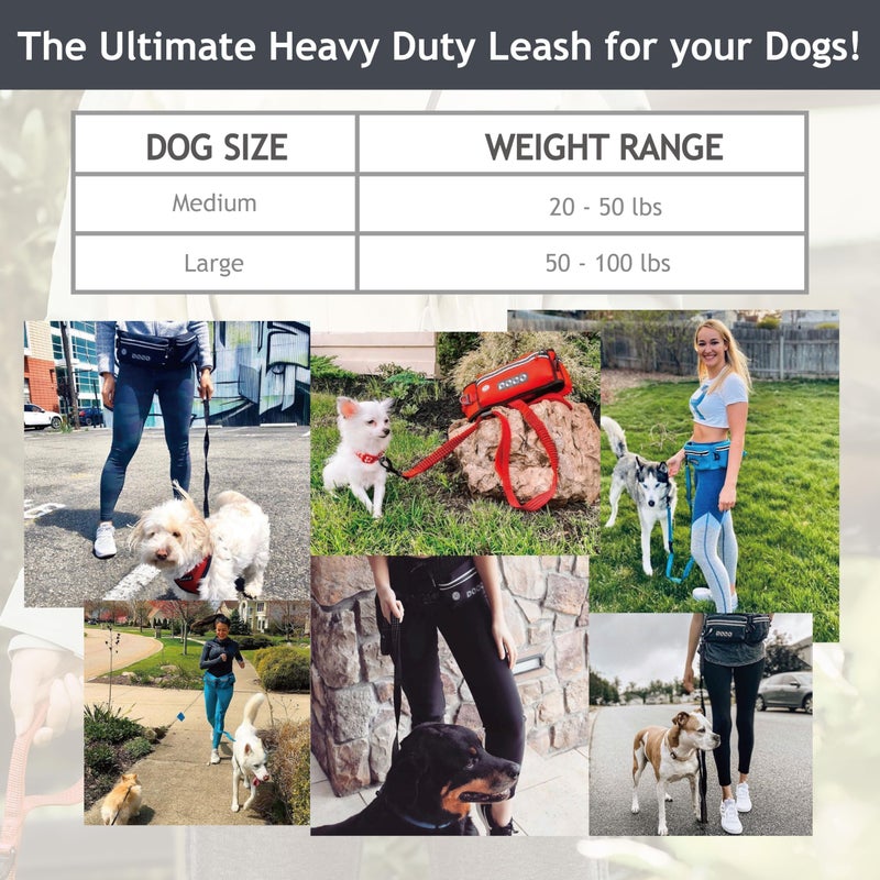DOCO Hands Free Dog Leash (Waist 26â€- 48â€, Leash- 1â€x 5ft) Waist Belt for Walking, Running, Training & Hiking, Bungee with Dual Handles, Adjustable Fit, Reflective Safety Design for Large Dogs (Black) - Image 3